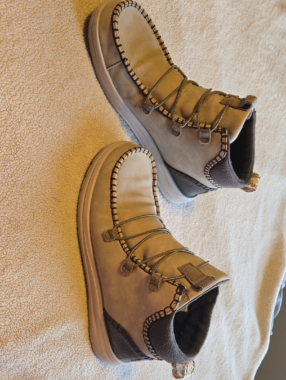 Hey Dude Tan Ankle Boots with Contrast Stitching